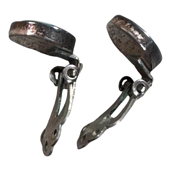 Genuine Indian Handcrafted Sterling Inlaid Turquoise Black Onyx Clip-On Earrings - Picture 5 of 7